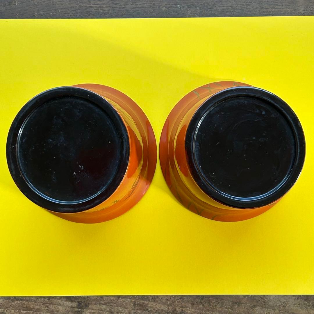 明治期 盃洗 蛙と水鳥図柄 2個セット