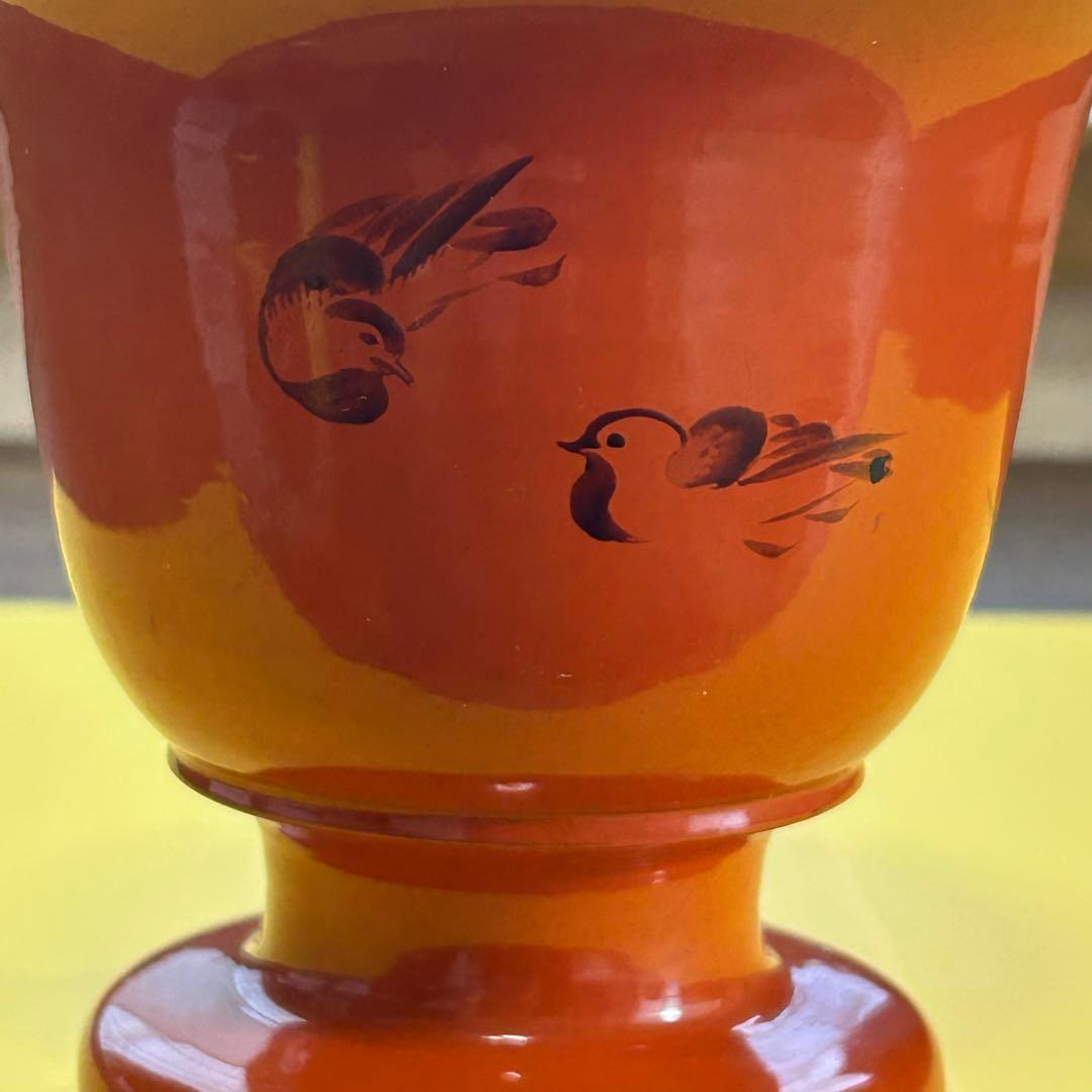 明治期 盃洗 蛙と水鳥図柄 2個セット