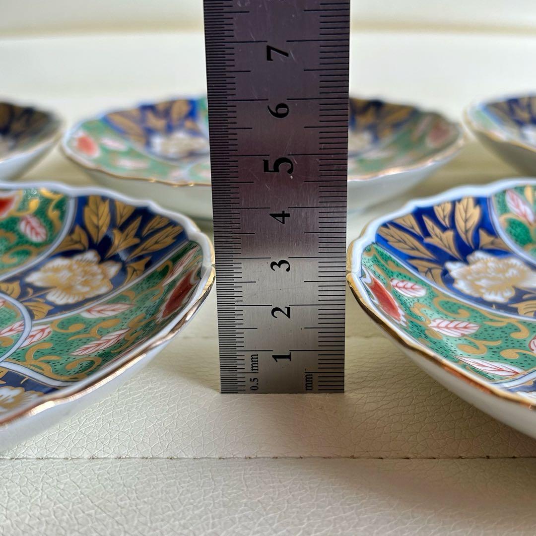 前畑　庫山窯　緑金唐草　銘々皿揃　5枚セット　取り皿　金彩色絵　金襴手　小皿