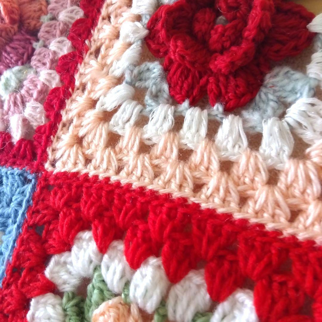 ブランケット ベットカバーカラフルなお花のグラニースクエア