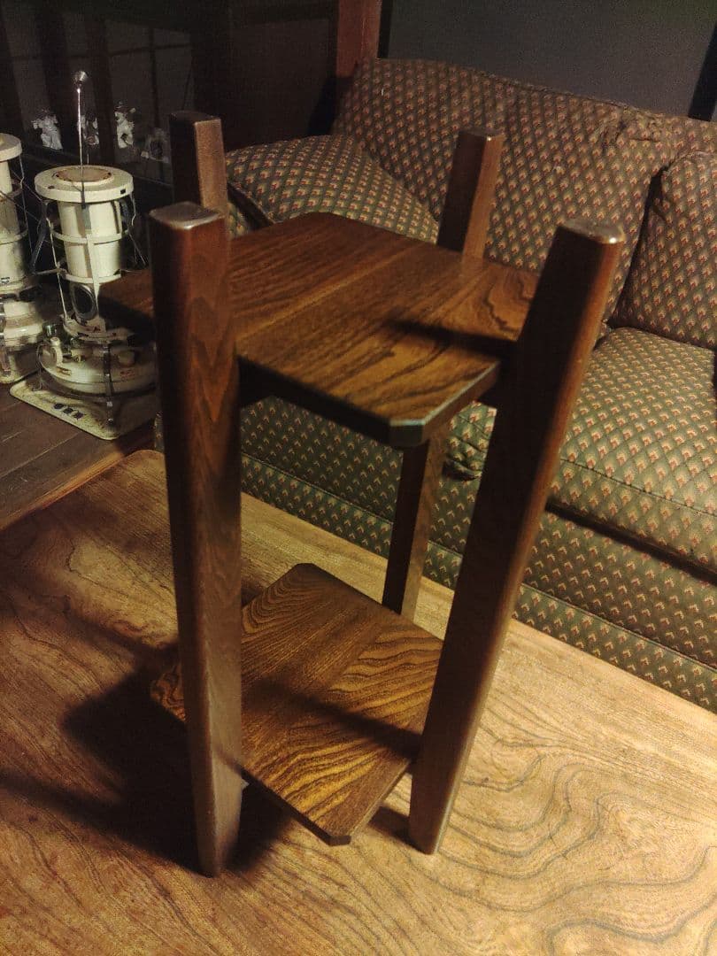 希少　ウッドラック　無垢　天然木　飾り台　飾り棚　サイドテーブル　花台　レトロ