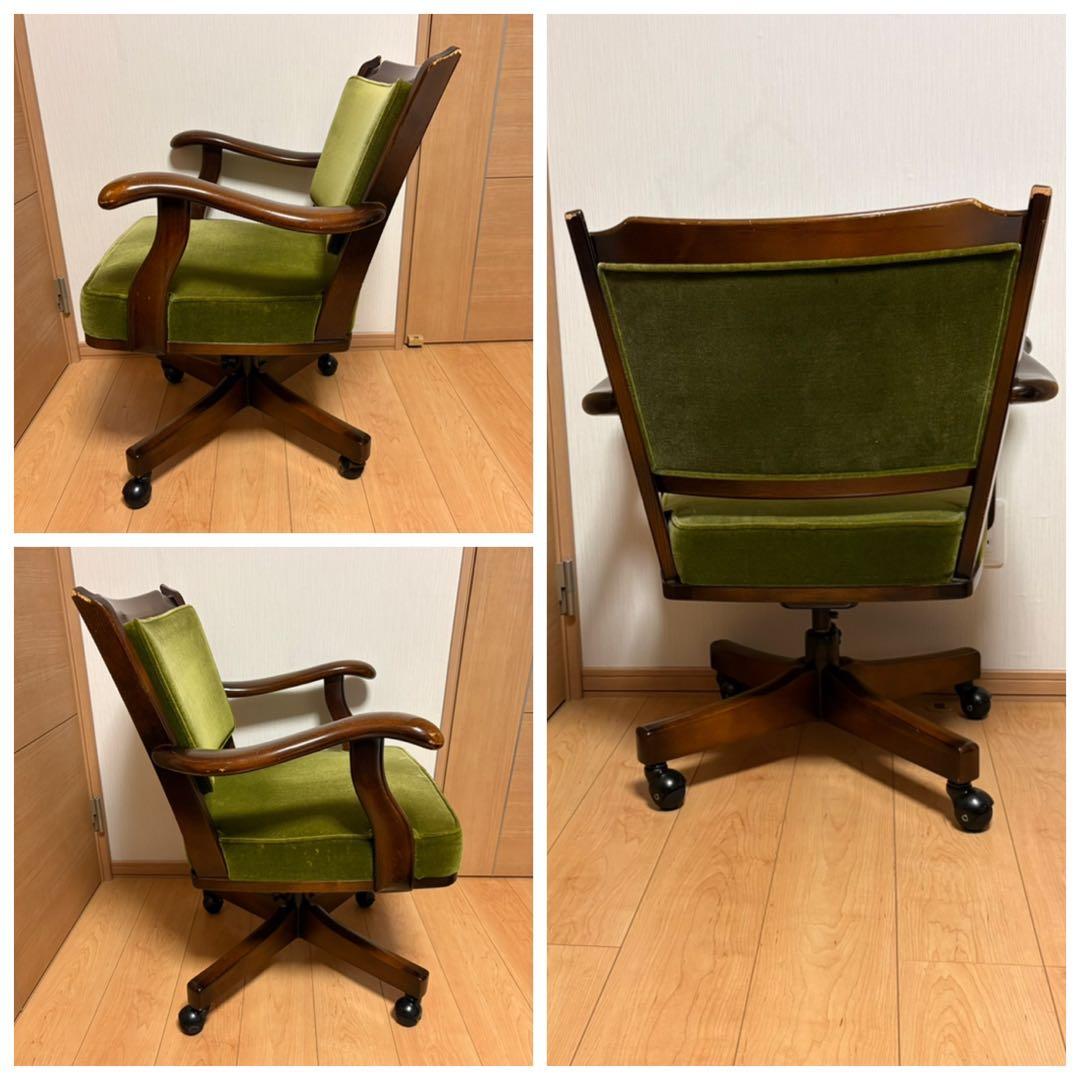 Karimoku カリモク コロニアル デスクチェア グリーン 回転椅子