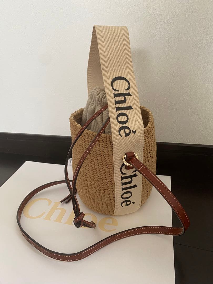 【正規店舗購入品】クロエ　Chloe woddy スモールバスケット かごバッグ