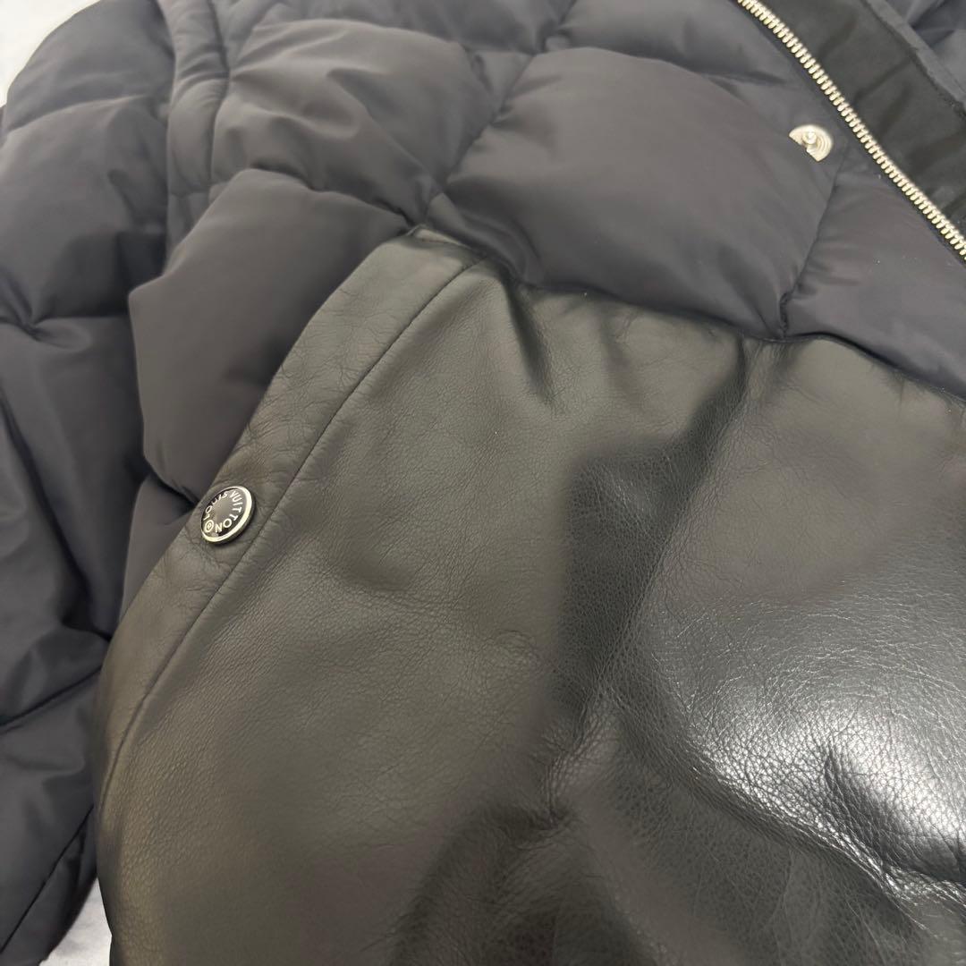 LOUIS VUITTON ブラックデタッチャブル レザー切替ダウンジャケット