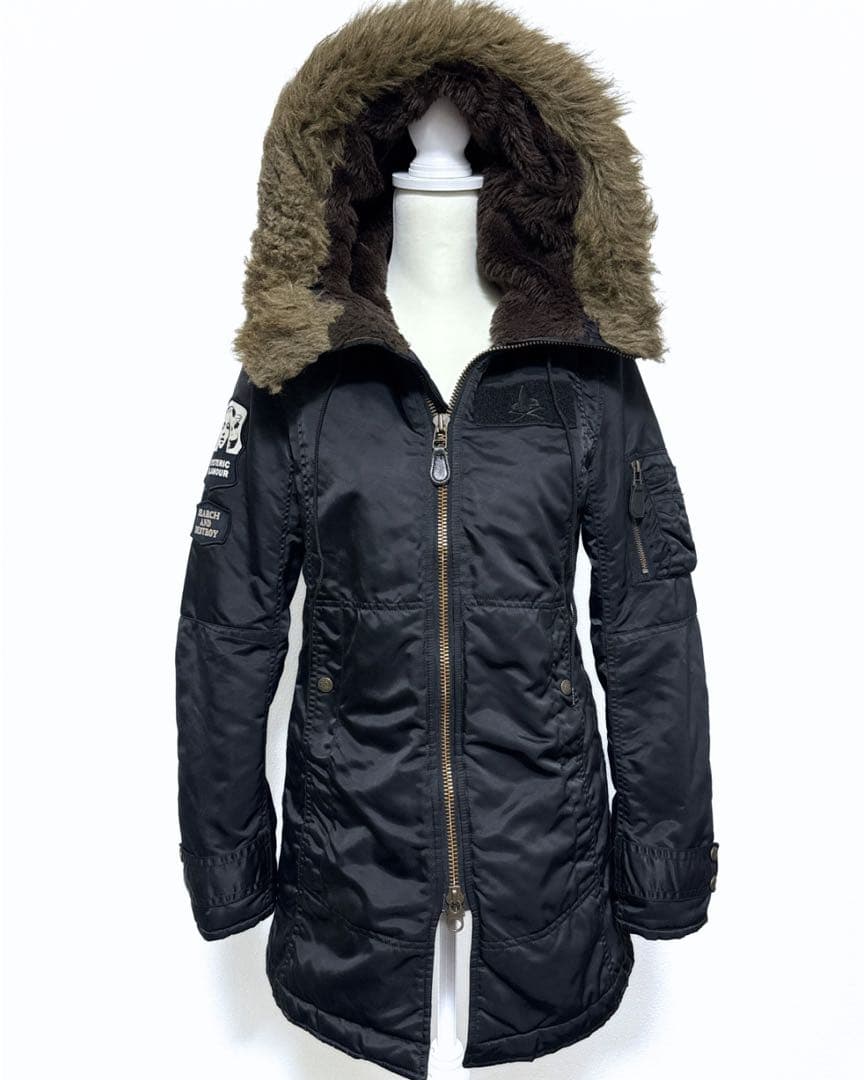 ヒステリックグラーHYSTERICGLAMOURN3Bモッズコート黒フリーサイズ