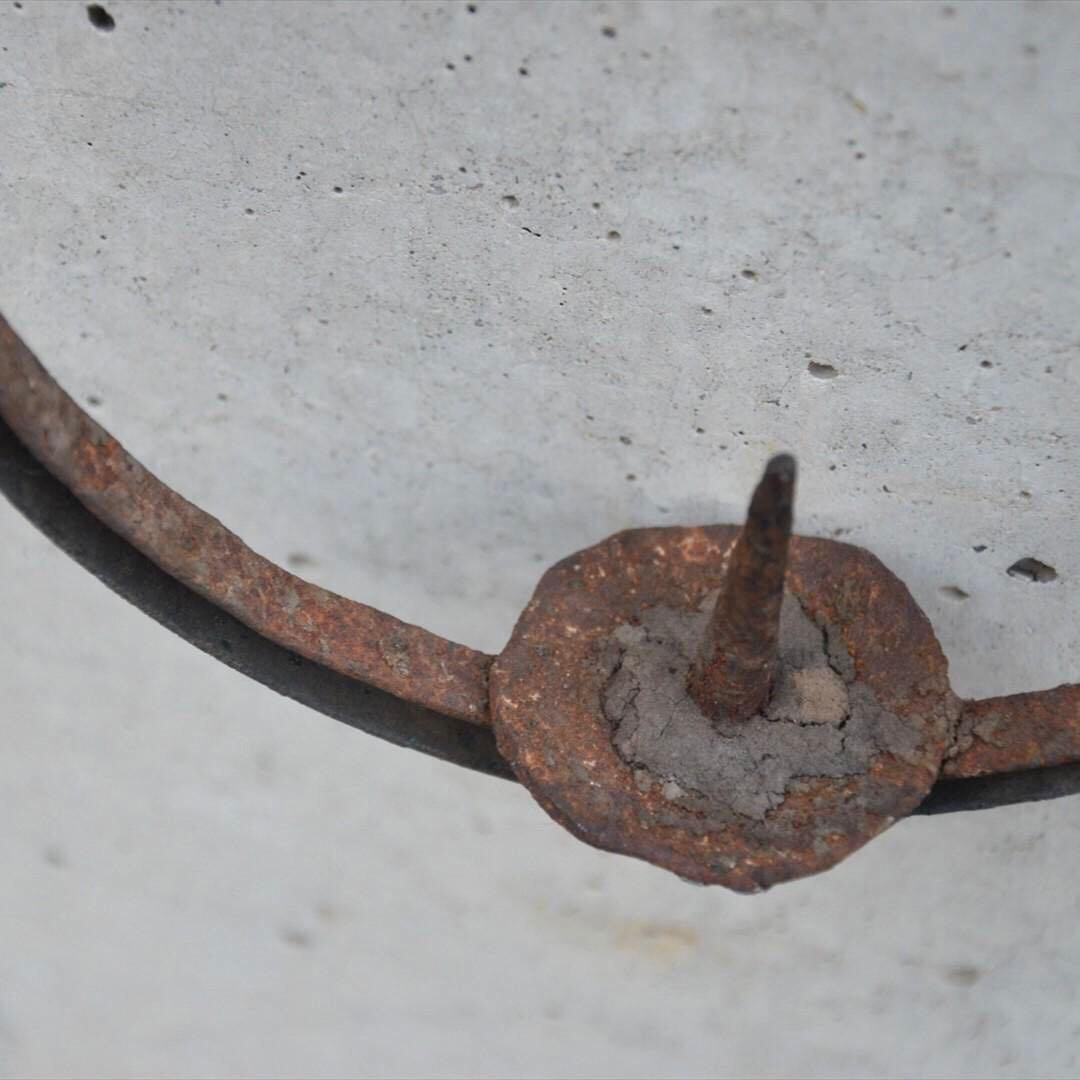 明治時代　鉄製　吊　燭台　円形　オブジェ　骨董品　アンティーク　e