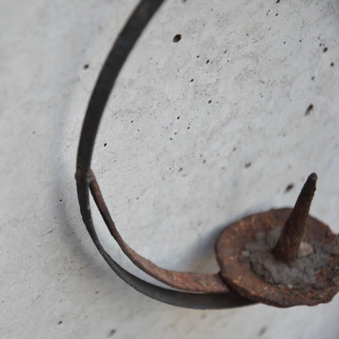 明治時代　鉄製　吊　燭台　円形　オブジェ　骨董品　アンティーク　e