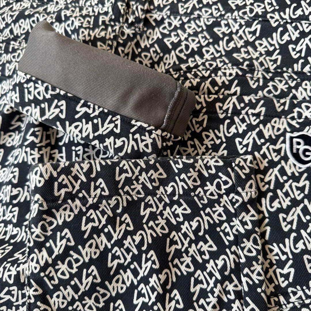 防寒　蓄熱　裏地付き　パーリーゲイツ　パンツ　総柄　M〜L相当　紺　白　4