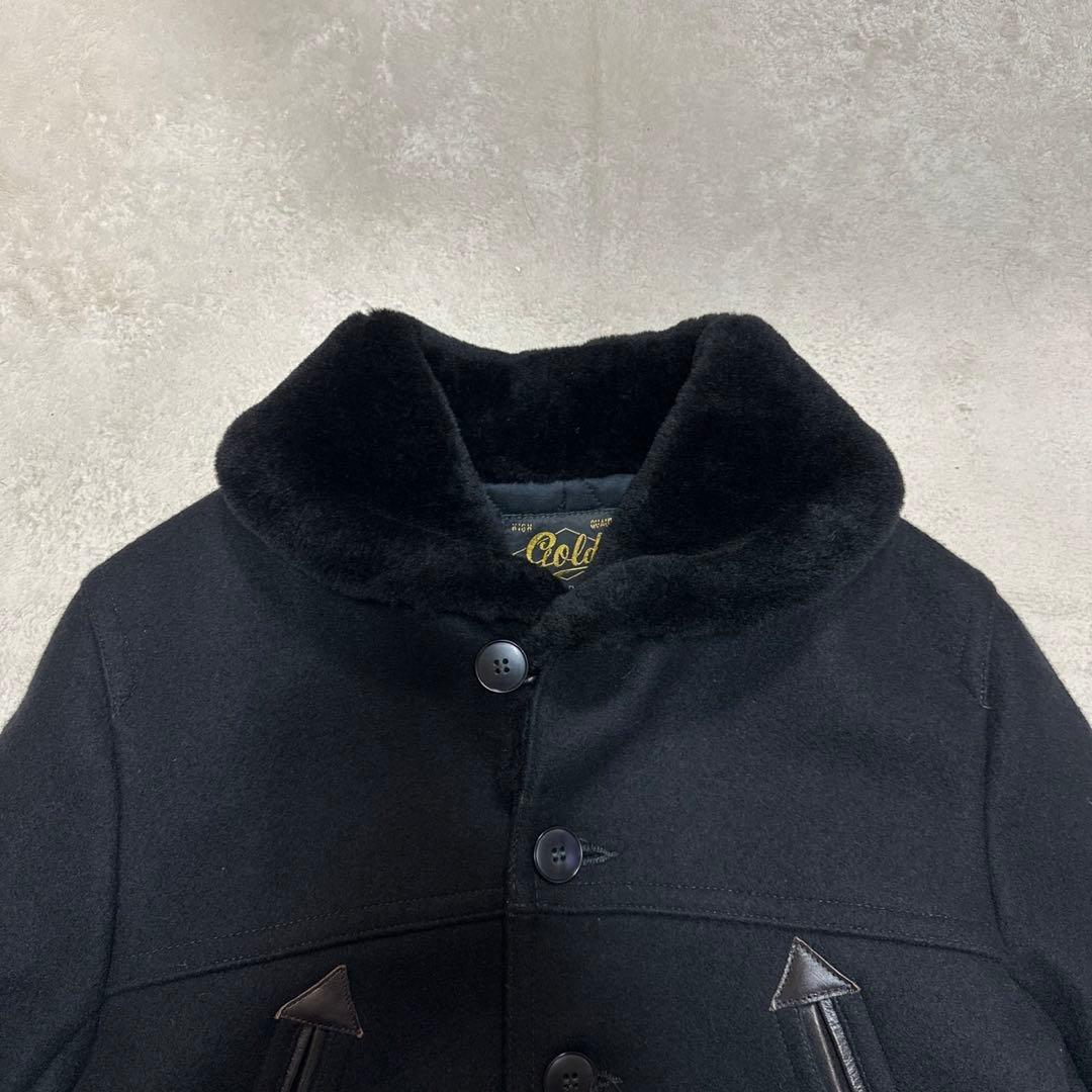 東洋 GOLD ウールJKT 38 黒 ボアジャケット　馬革