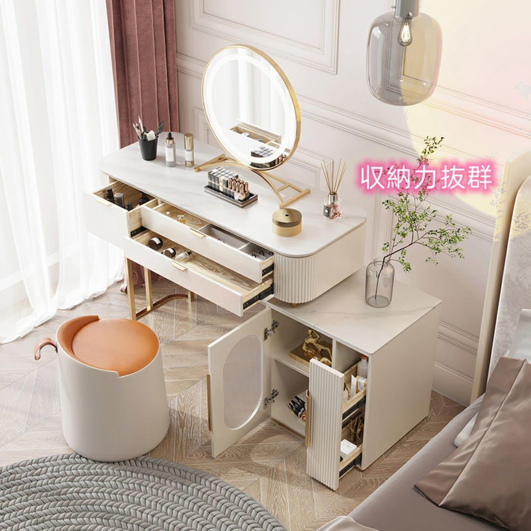 ドレッサー テーブル幅80cmおしゃれ 女優LEDミラー 北欧風 お姫系