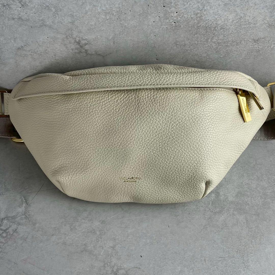 【極美品】ヴィオラドーロ ボディバッグ シボ革 ゴールド金具 金文字ロゴ 保存袋