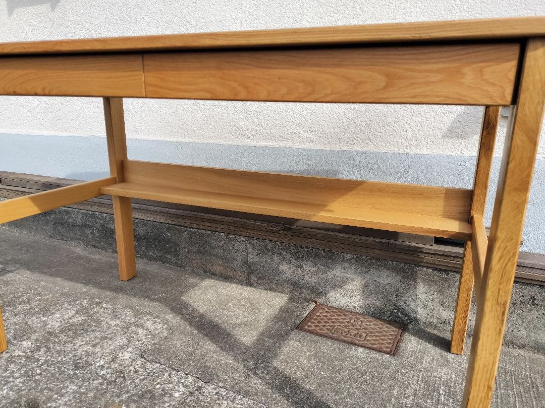 MUJI 無印 オーク 無垢材デスク（引出・足元棚付)