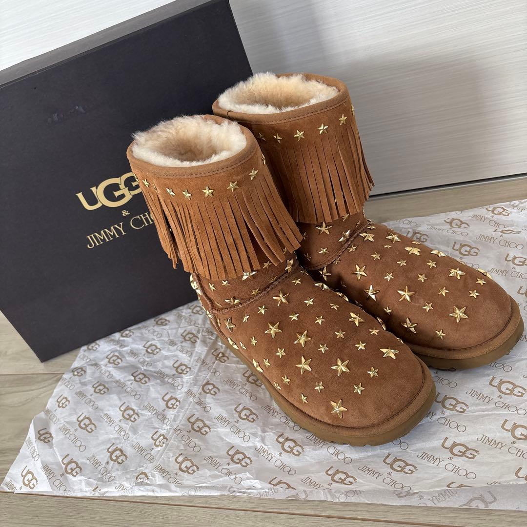 UGG&JIMMY CHOO アグ&ジミーチュウコラボ ブラウン ムートンブーツ