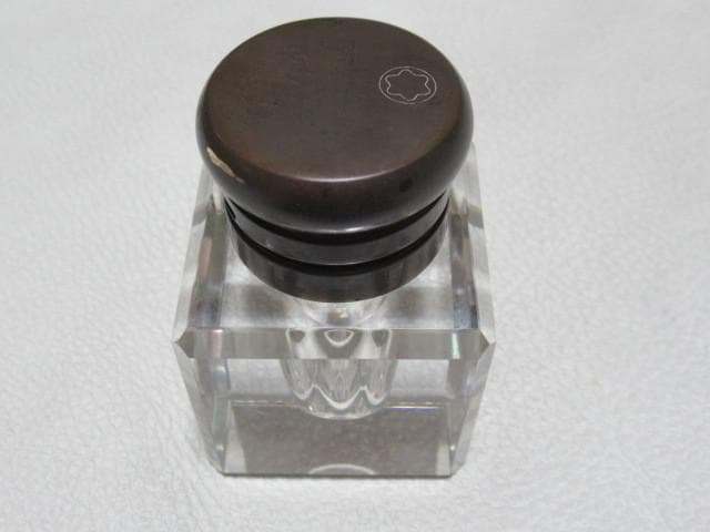 ◆非売品 1970年代！モンブラン クリスタルインクウェル 真鍮製蓋付 インク瓶