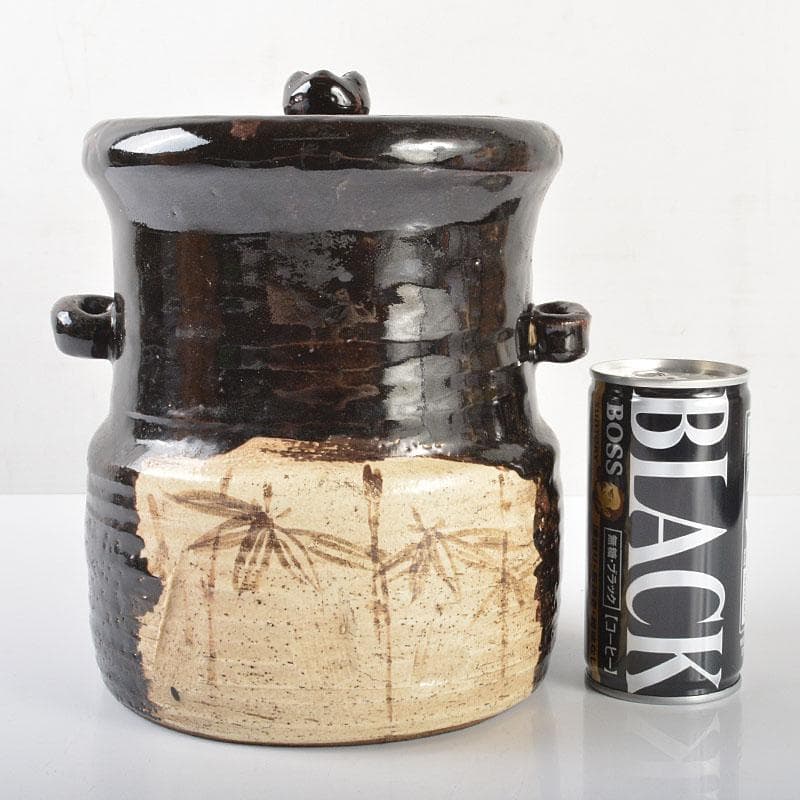 北大路魯山人作　黒織部　水指　時代箱付　V　R6469B