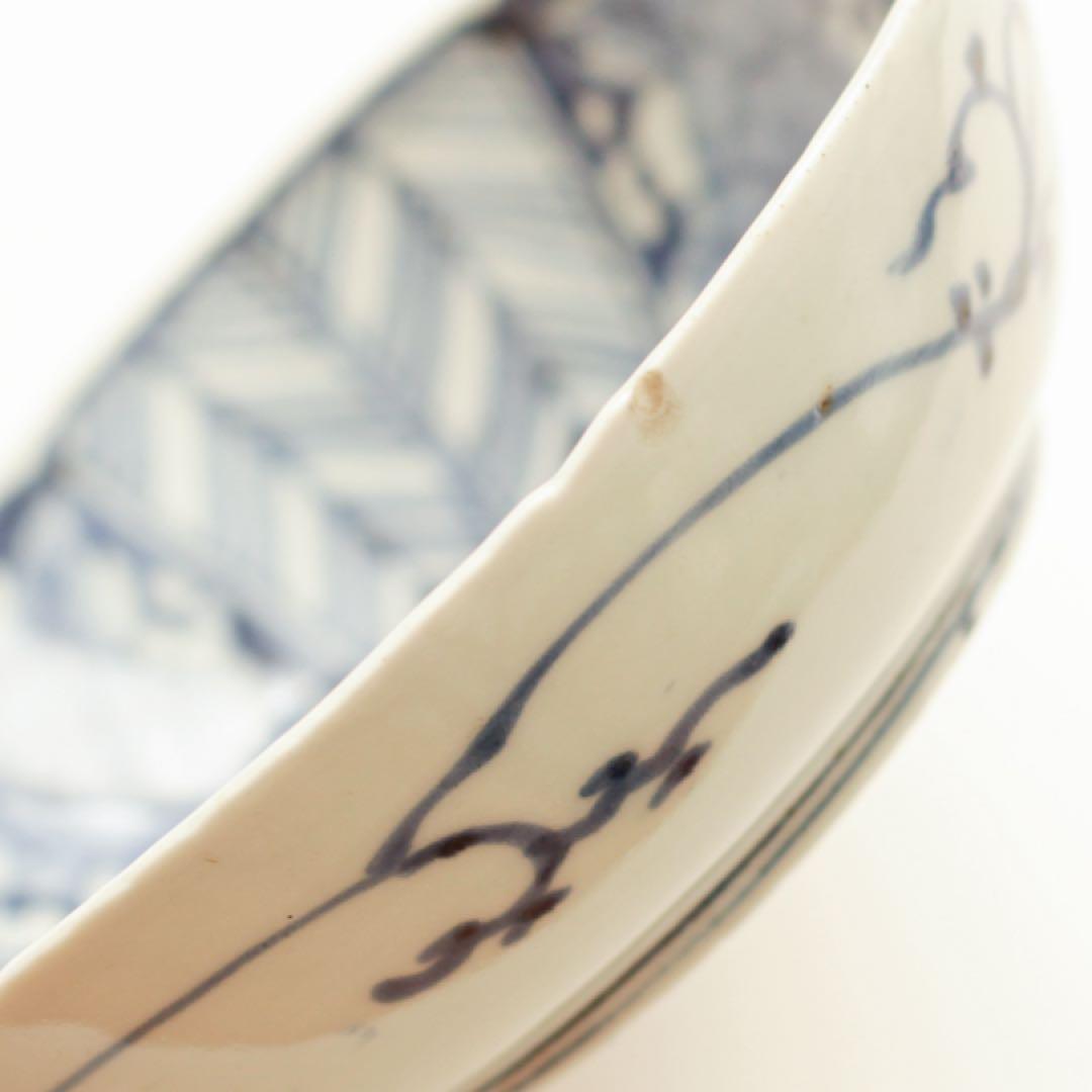 伊万里　古伊万里　江戸　中期　深皿　なます 皿　矢羽根　牡丹