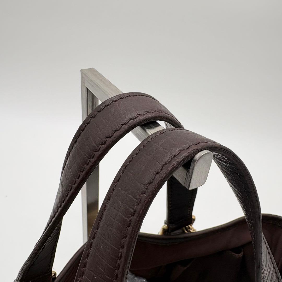 美品✨グッチ ハンドバッグ ミニトート GG柄 シェリーライン ダークブラウン