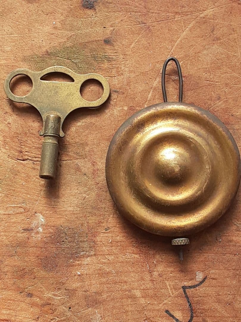 明治時代の八角形の柱掛時計、アメリカ製、機械式、ボンボン時計、調整済動作品