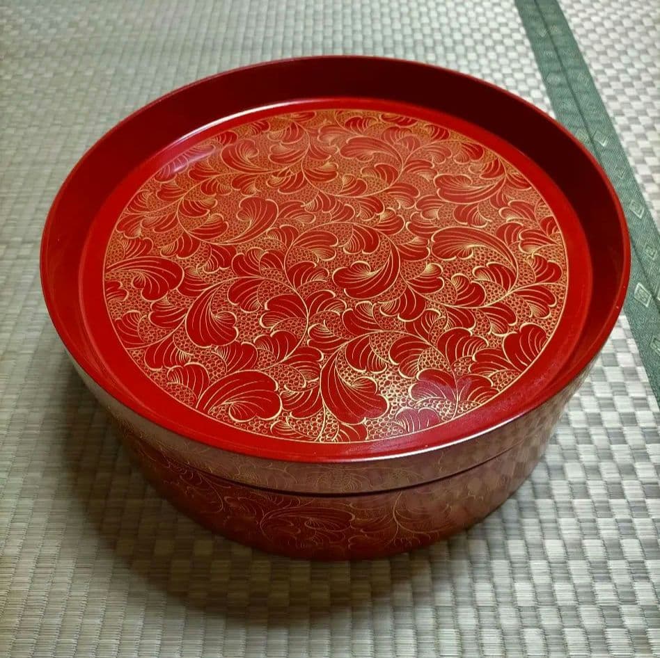 輪島塗　茶櫃　沈金　朱