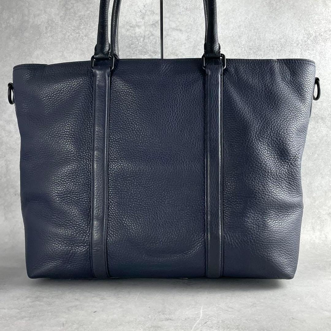 コーチ メトロポリタン トートバッグ 2way ビジネス レザー　ネイビー