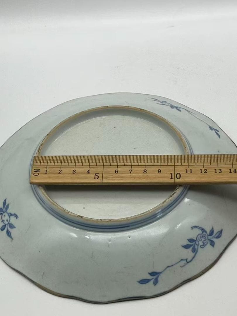 清乾隆時代 【大清乾隆年製】在銘 染付 青花蓮花文盤 官窯瓷器 (A-101)