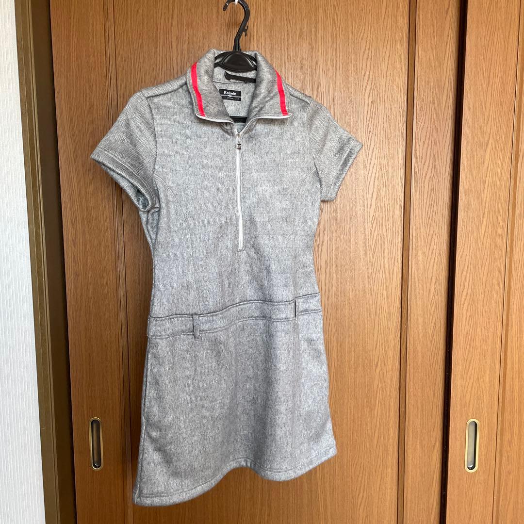 グレー ジッパー付き ポロミニワンピース