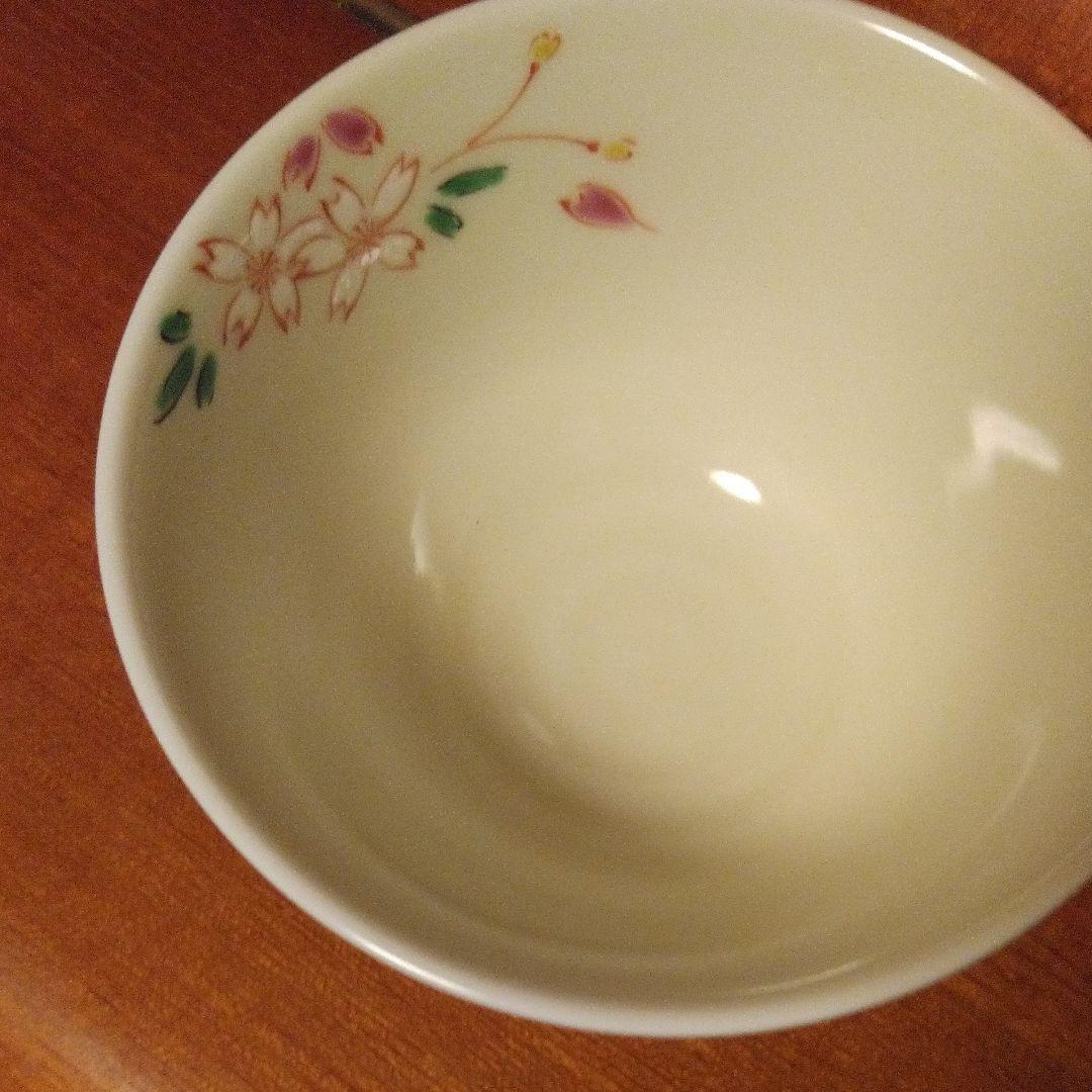値引き可能　清水焼き／サクラ柄茶わん