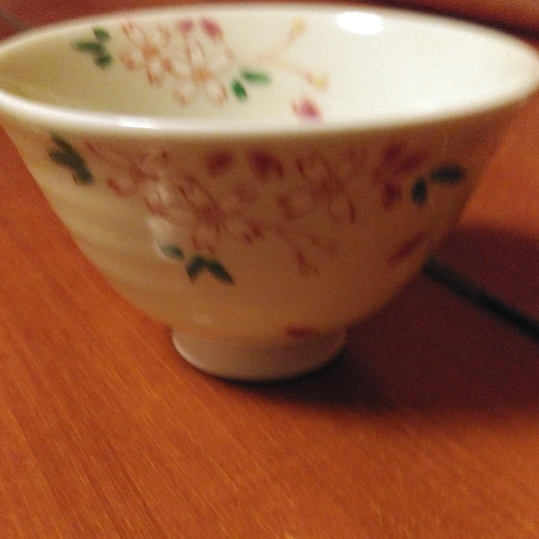 値引き可能　清水焼き／サクラ柄茶わん