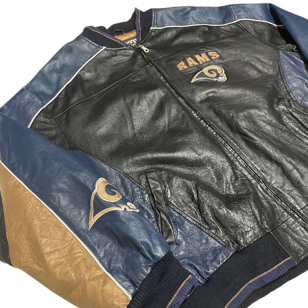 希少 90s NFL ラムズ ST.LOUIS RAMS レザースタジャン XL
