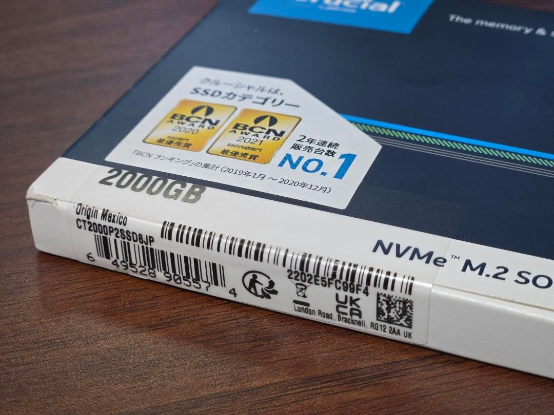 新品 crucial P2 2000GB NVMe M.2 SSD 2TB