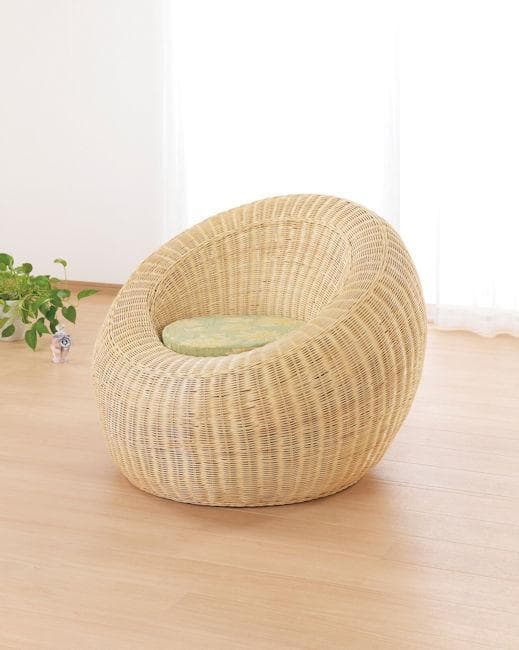 ラタンラウンジチェア リラックスチェア アームレスチェア 籐（855）