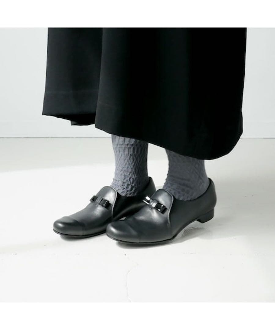 chausser ショセ＊黒　スリッポン キャップトゥ シューズ　革靴　39