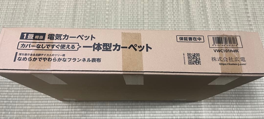 KODEN 電気カーペット VWC101H-HK 約176cm グレー