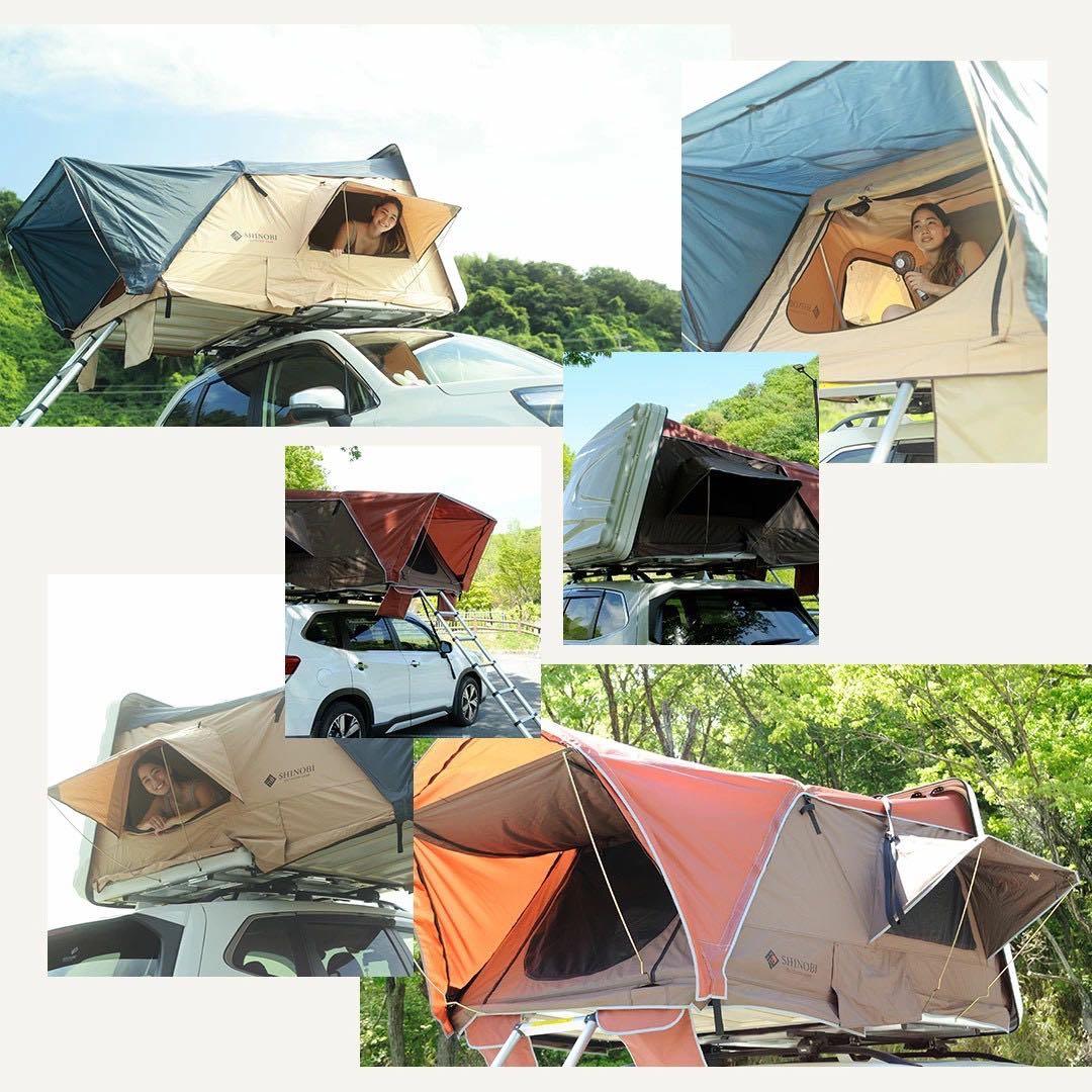 新品 SHINOBI ルーフテント ハシゴ付 ホワイト/ネイビー・ベージュ