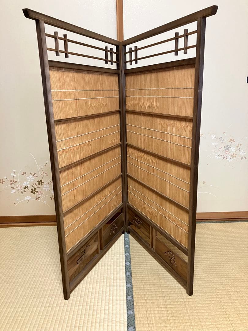 お値下げ　簾戸　衝立　漆塗り　ビンテージ　もう作れない　明治時代　建具