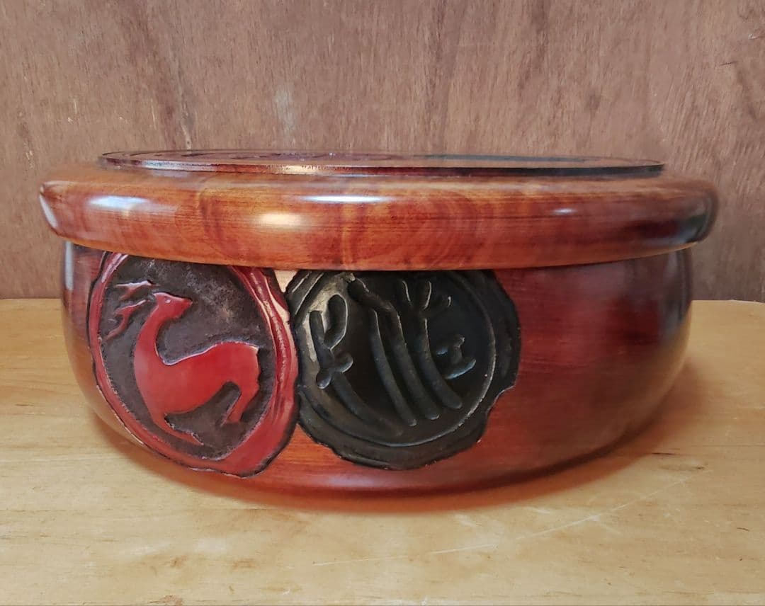 烏城彫 茶櫃（ちゃびつ）岡山県 伝統 漆芸品 使用品 中古