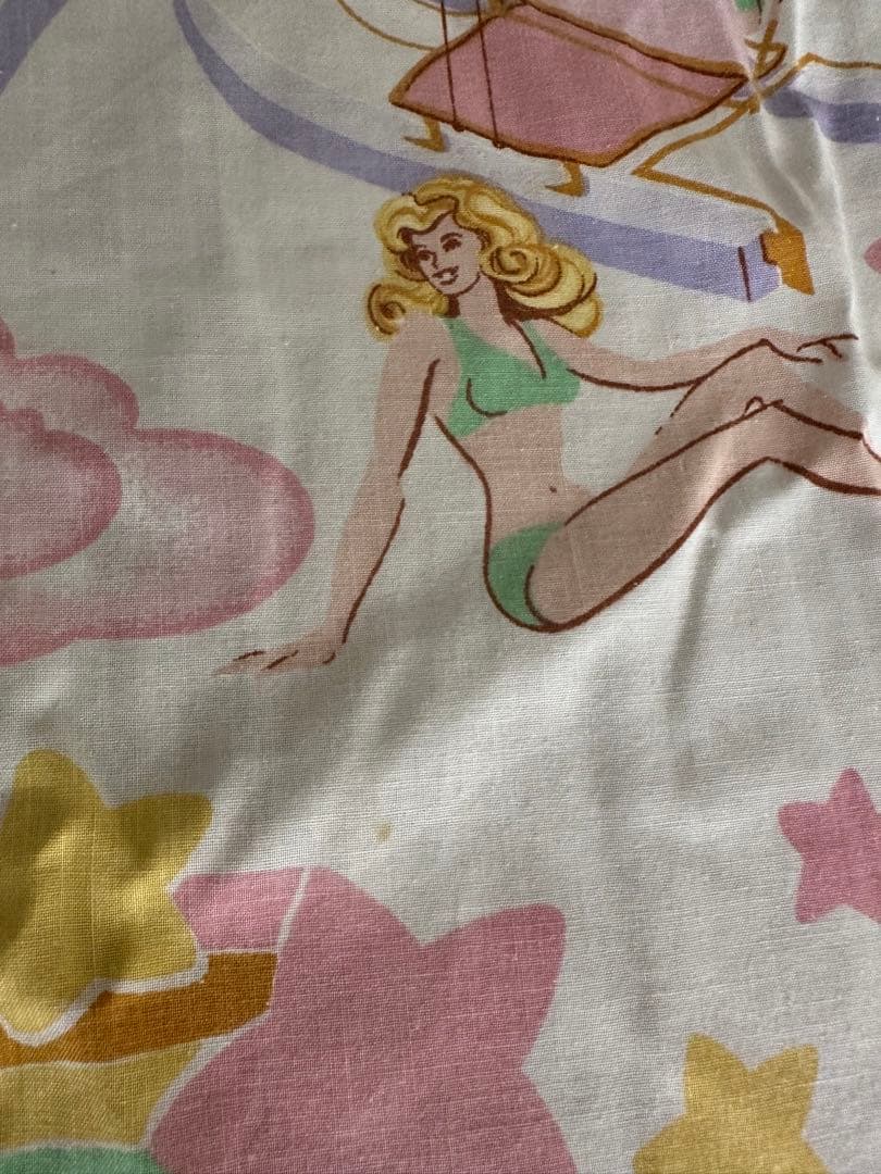 1981年バービーBarbieシーツ古着ヴィンテージ ナイルパーチ　ムチャチャ