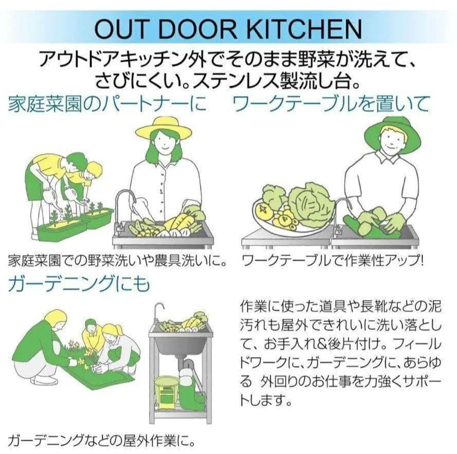 人気 ステンレス簡易流し台 屋外 左右共用 RC-A120R972