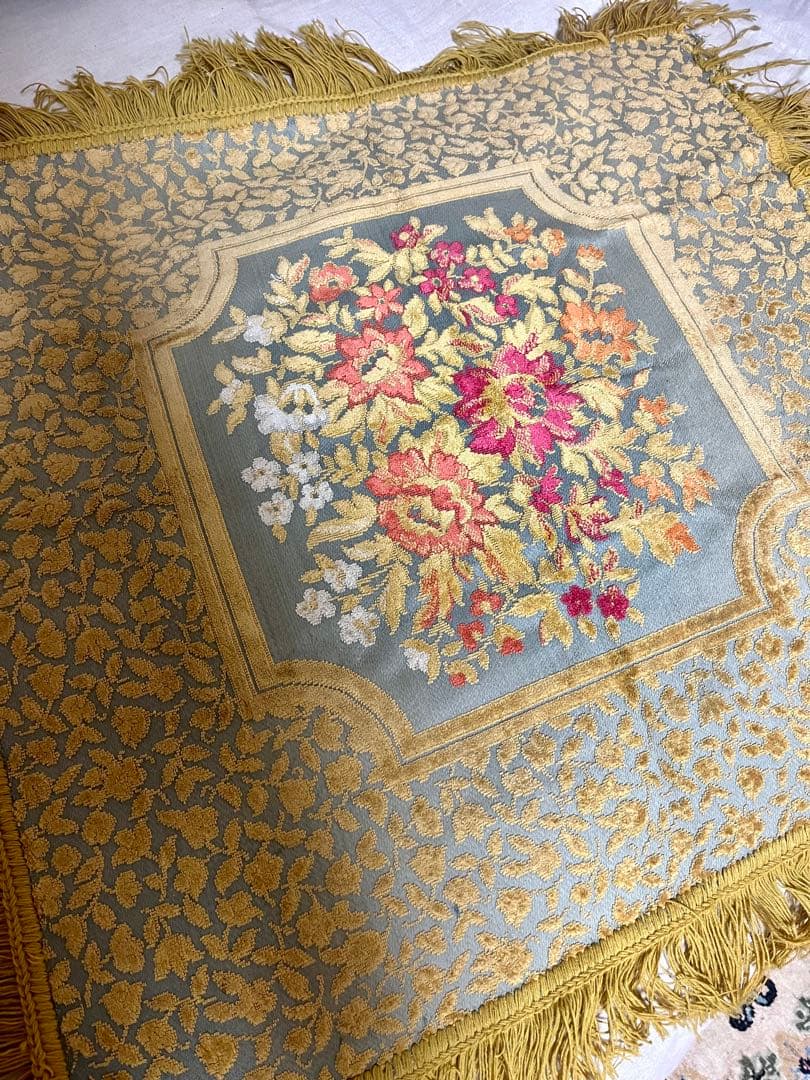 アンティーク ゴブラン織 花柄 テーブルクロス