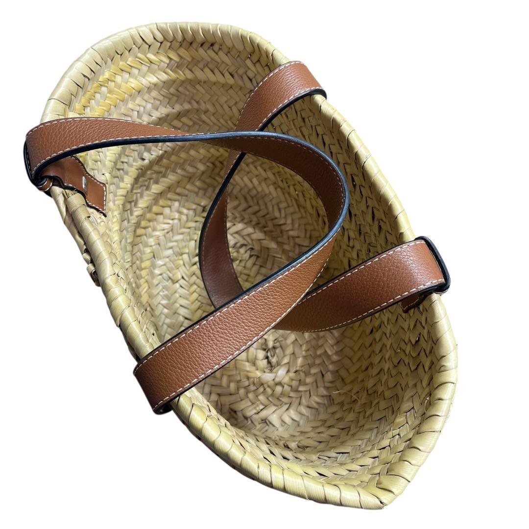 LOEWE かごバッグ スモール バスケット ストロー レザー