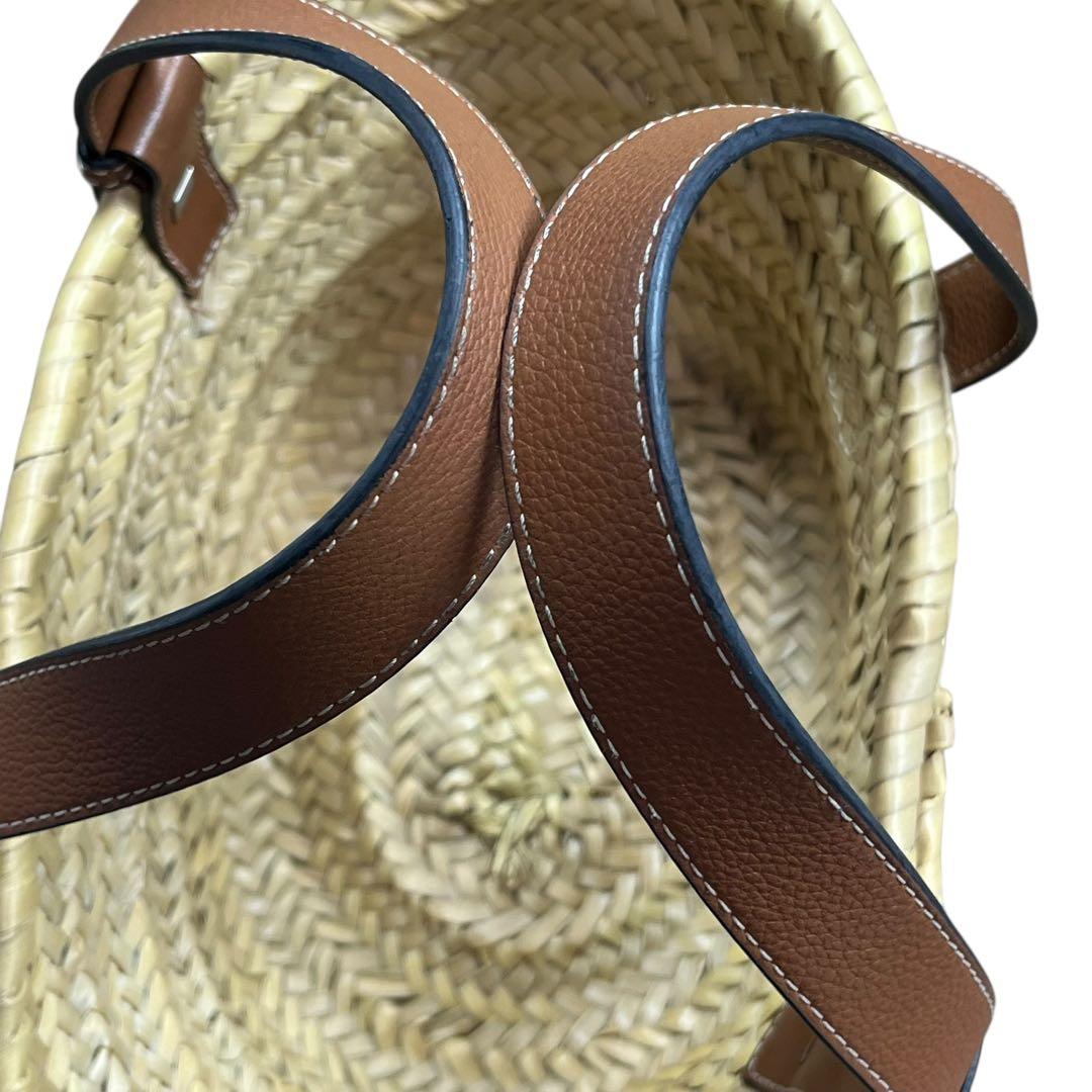 LOEWE かごバッグ スモール バスケット ストロー レザー