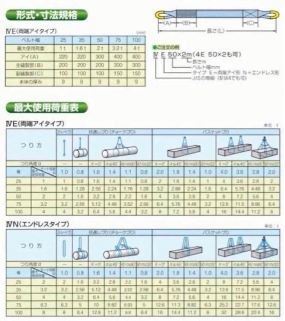 国産！ベルトスリング！25幅x7m！2本セット