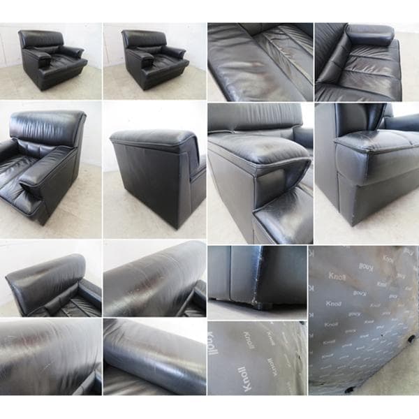 KNOLL ノール■ヴィンテージ■1人掛けソファ■総本革■ブラック■モダン■