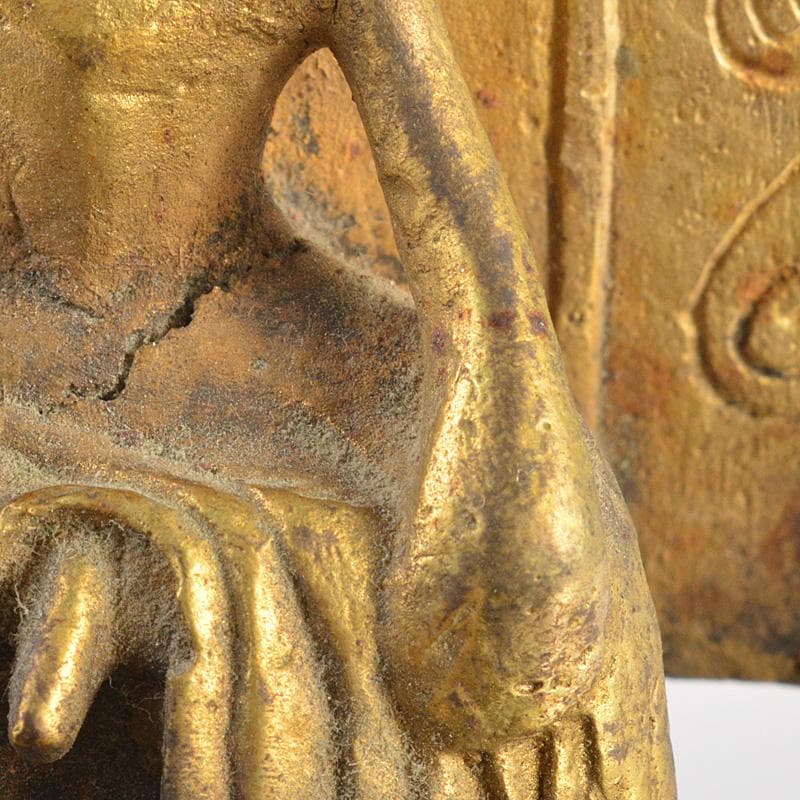 仏教美術　高麗～李朝時代　古銅鍍金　弥勒菩薩半跏像　時代箱　M　R7420