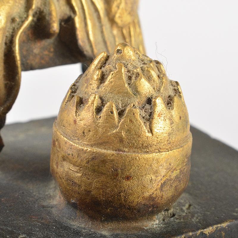 仏教美術　高麗～李朝時代　古銅鍍金　弥勒菩薩半跏像　時代箱　M　R7420