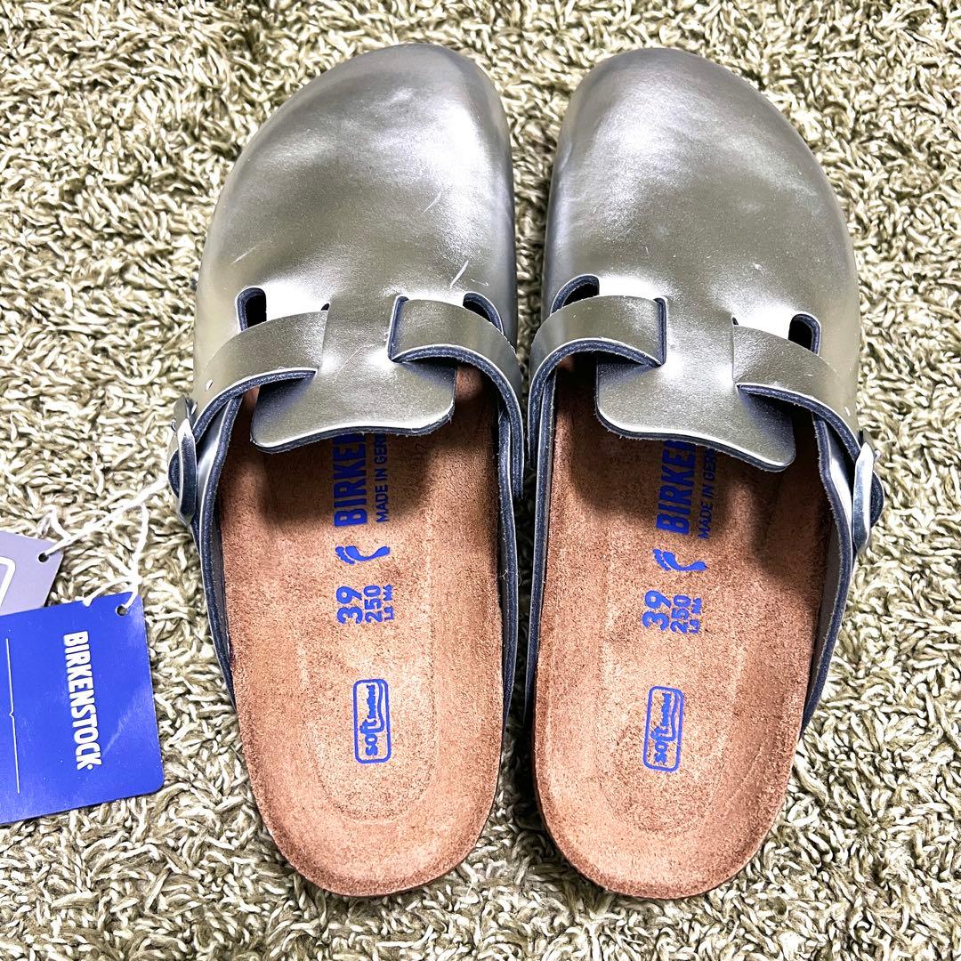 新品　希少カラー　ビルケンシュトック ボストン　サボ　サンダル　シルバー　25