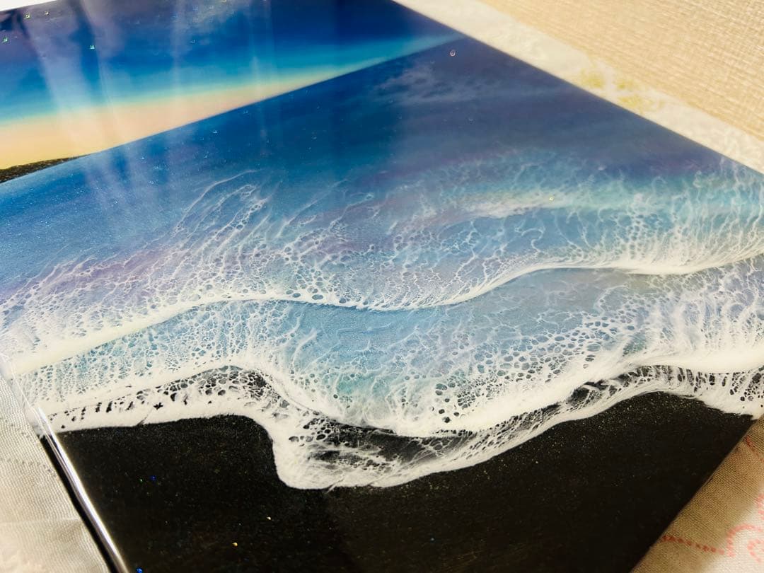 2025蓄光入りオーシャンレジンアート(A3パネル)No.11