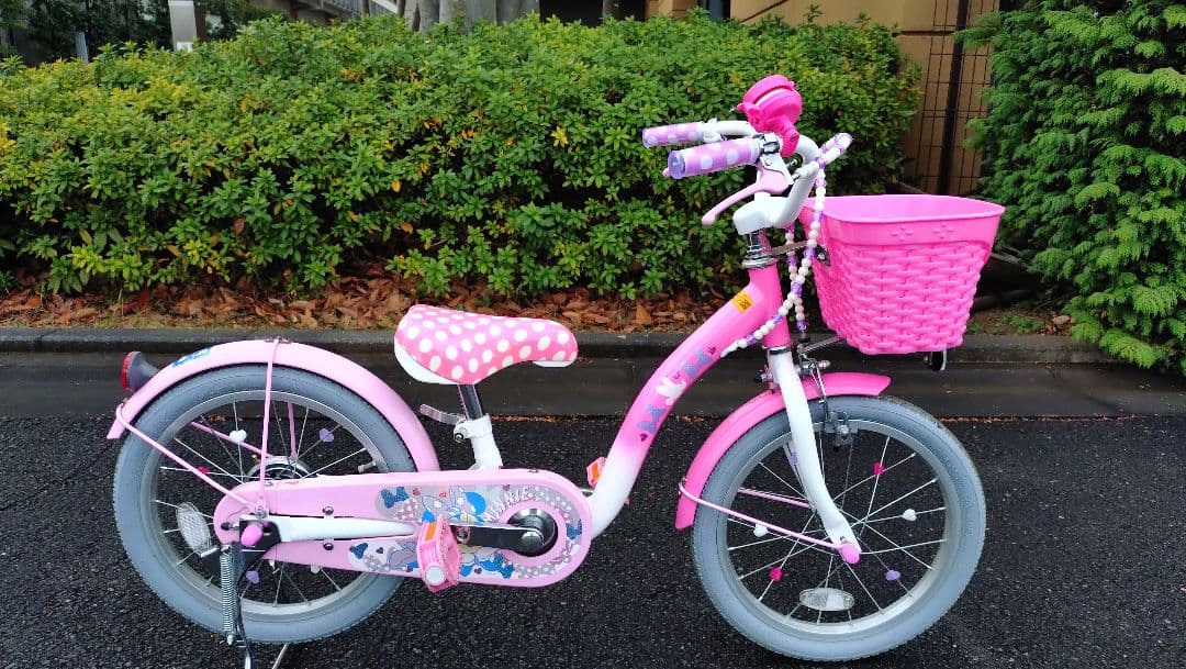 【価格設定中】幼児用自転車16インチ ミニーマウス　ピンク水玉模様　ポルカドット