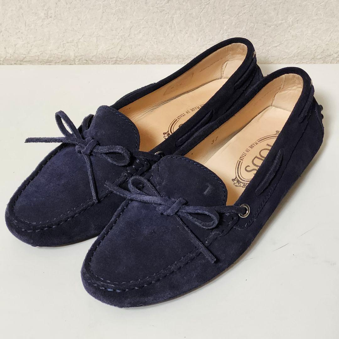トッズ ドライビングシューズ 37 ネイビー ヌバック ゴンミーニ