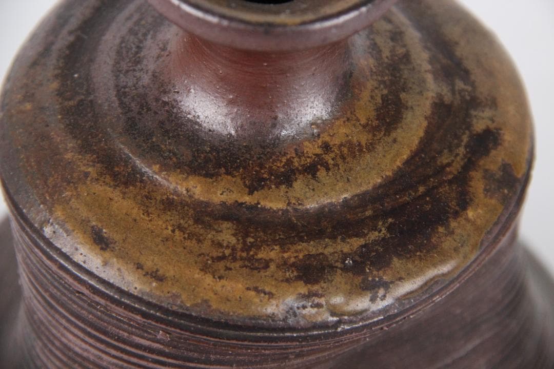 備前焼 人物細工徳利 酒器 花器 飾り壺　花器　焼印あり　銘有り　ED11-30